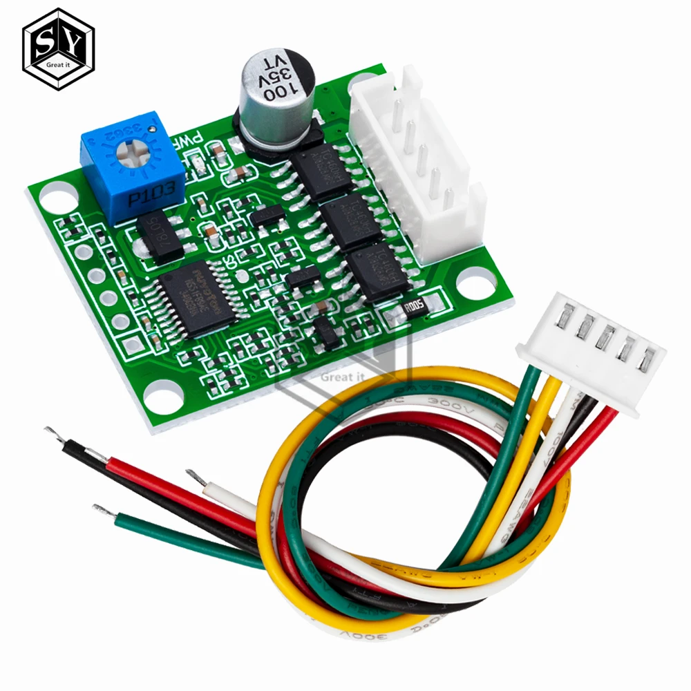 DC 6-20V 60W 12V Brushless Motor Driver Board BLDC Speed Controller 3 Phase Governor Hallless Switch Module With Cable