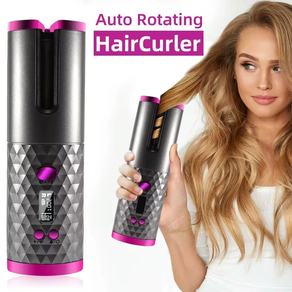 Automatic Hair Culers 3 Color Option USB Charging Portable Wireless Rotate Hair Curler Auto Hair Curling Iron Anti Scalding