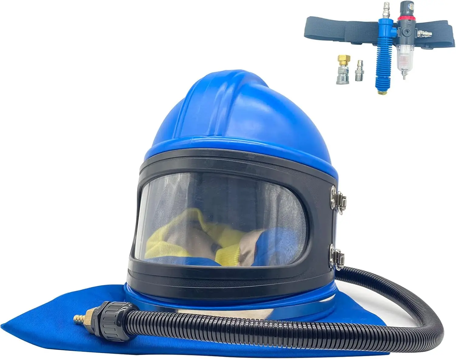 Sandblaster Helmet Safe Air Fed Sandblasting Helmet with Shoulder Protective Sand Blast Hood Protector for Sandblasting Equipped