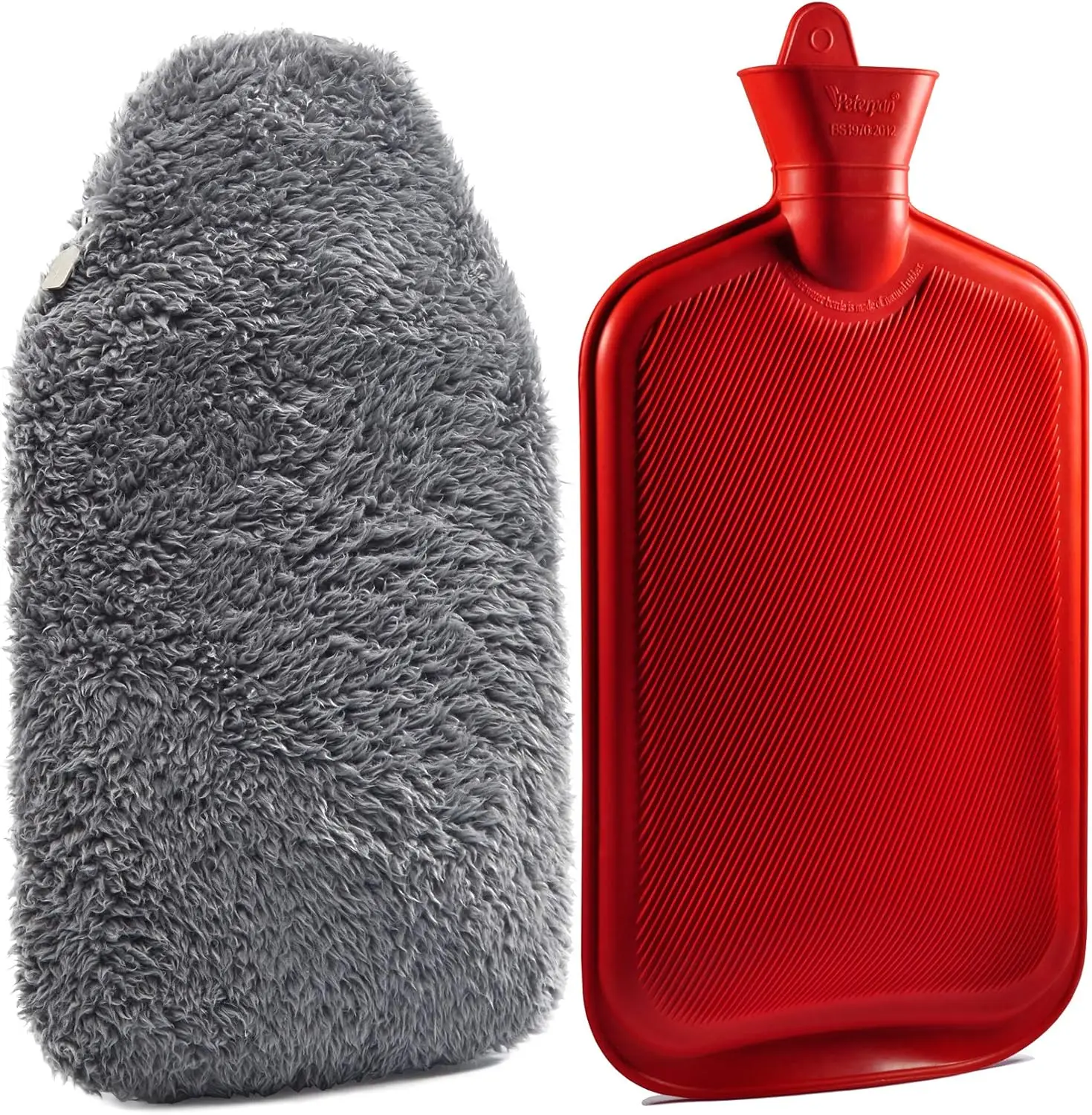 

Extra Large Charcoal Teddy Hot Water Bottle Cover, BPA-Free, 100 Fl Oz Capacity for Pain Relief