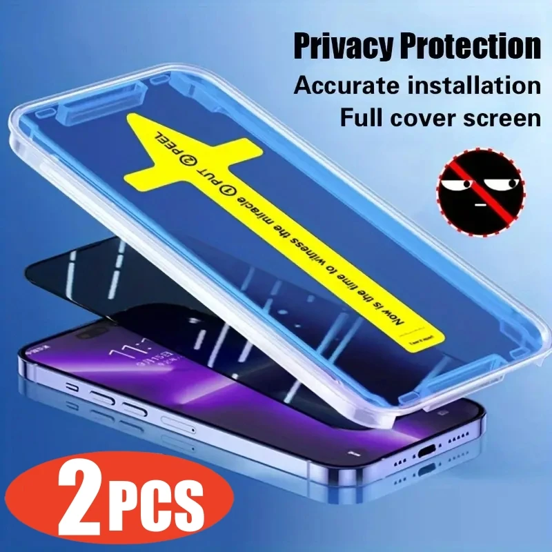 

One-click Installation Privacy Screen Protectors For iPhone 15 14 13 12 11 16 Pro Max XR X XS 7 8 Plus 6 Anti Spy Tempered Glass