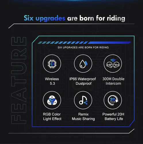 Imagen 2 del producto Intercomunicador para casco de motocicleta, auriculares inalámbricos con Bluetooth, auriculares para compartir música, llamadas manos libres impermeables, nuevo