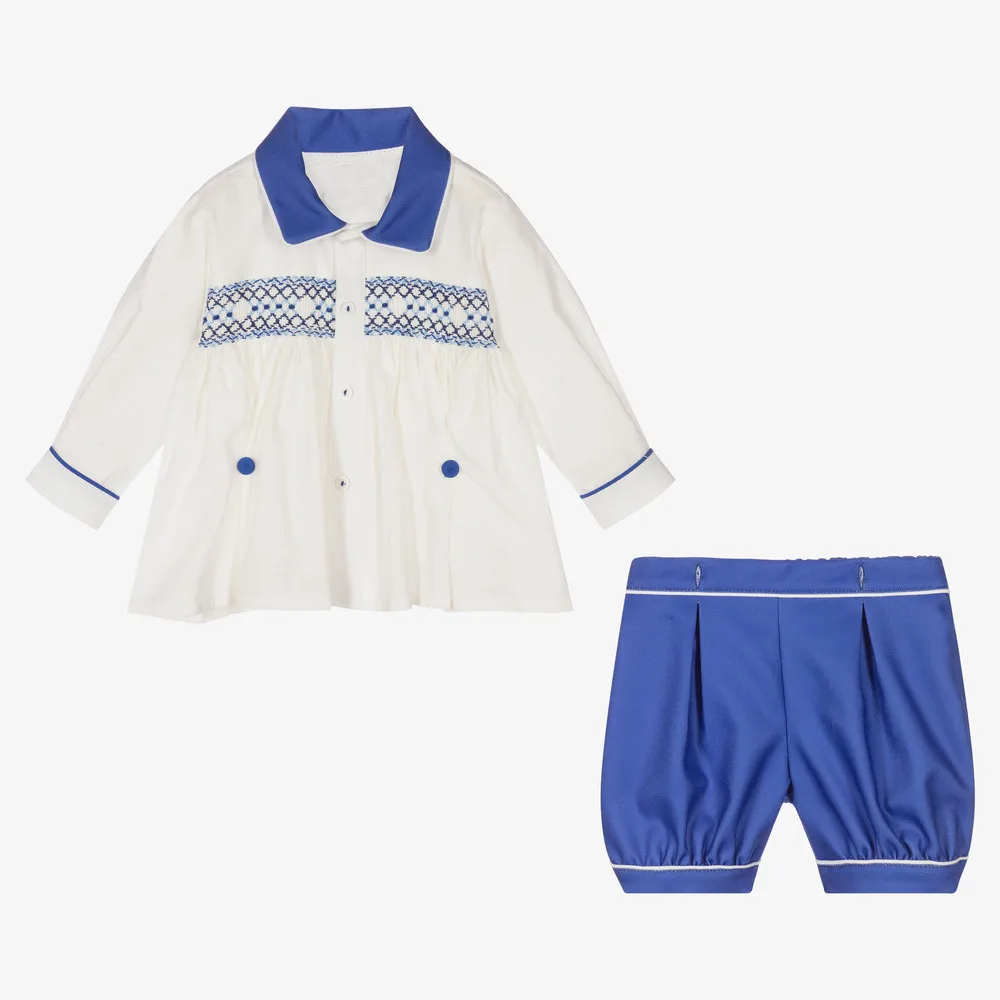 

Toddler Boys Boutique Clothes Set Baby Smocked Clothing Suit Children Long Sleeves Kids Spanish Outfits