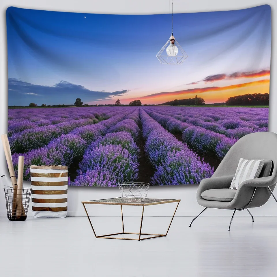 Lavender flower tapestry Bohemian decoration picture tapestry Garden decoration mural tapestry