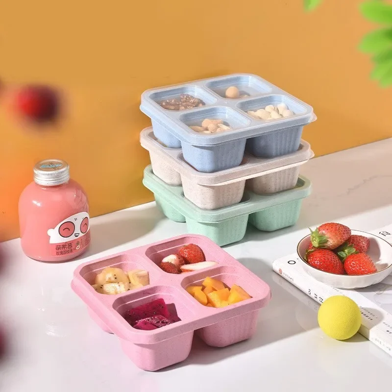 Snack Box with Four Transparent Lids, Snack Container, Food Box for Fresh-keeping Snacks, Lunch Box, Dried Fruit Box, Adult Meal