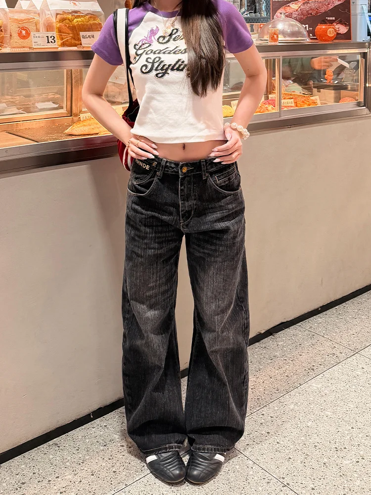 

Loose High Waist Denim Jeans Women's Summer New Style Paris Adjustable Buckle Casual Straight Leg Pants Large Size Casual Wear