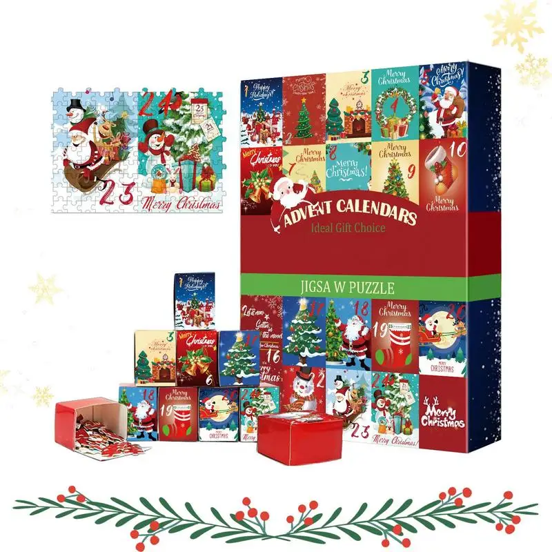 

Christmas Countdown 1000 Pieces Portable Christmas Jigsaw Puzzles Christmas Wall Picture Decor Kids Christmas Calendar Puzzle