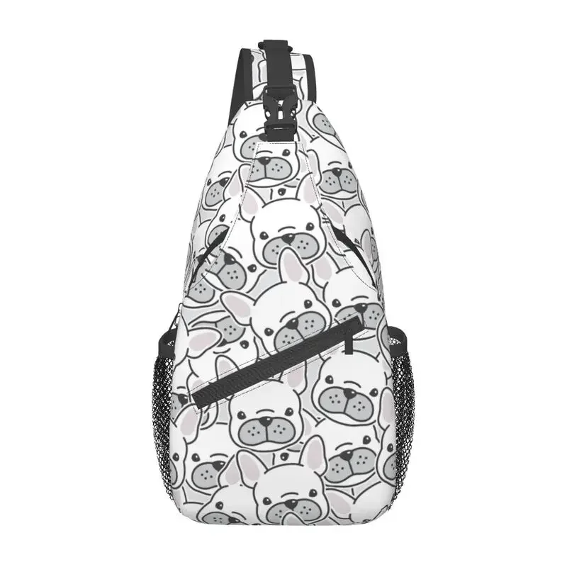 Mochila cruzada con patrón de cabeza de perro para hombres, bolsos de hombro para el pecho para viajar, Bulldog Francés, cachorro, moda