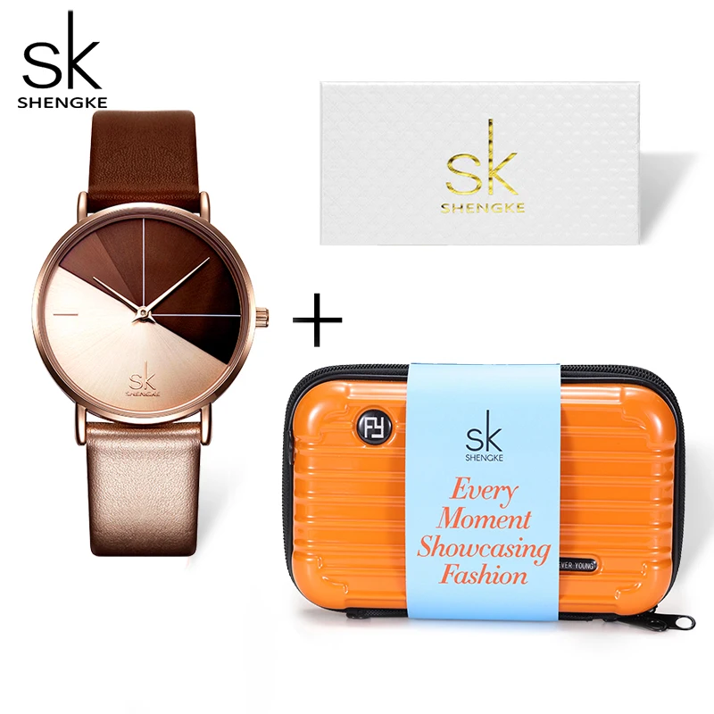 Shengke Ladies Gift Set Watches Original Design Top Brand Women\'s Quartz Wristwatches Female Creative Clock Package Montre Femme