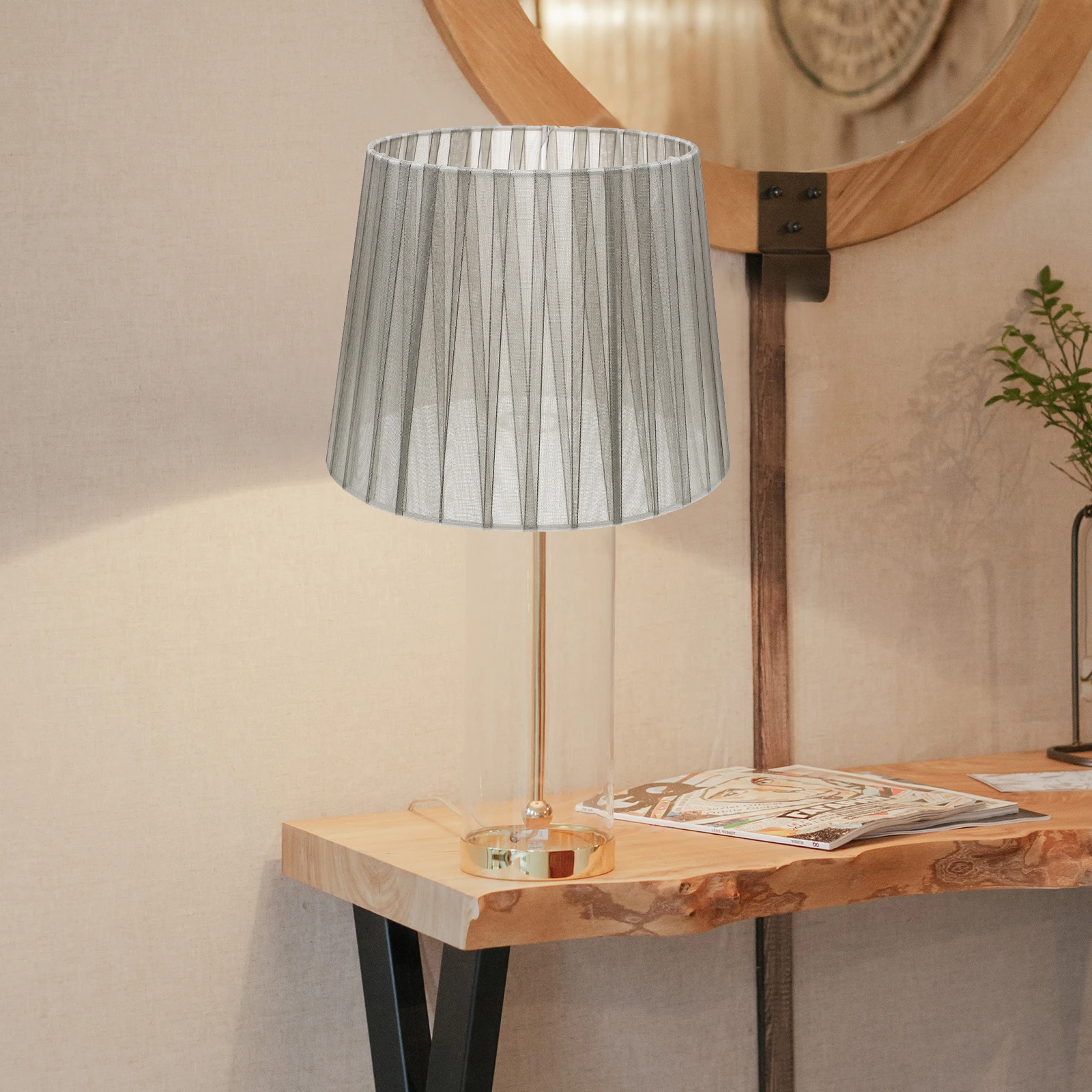 

Modern Simple Fabric Lampshade For Table Lamp Floor Light Household Grey Ceiling Shade Home Bedroom Study Library Decor