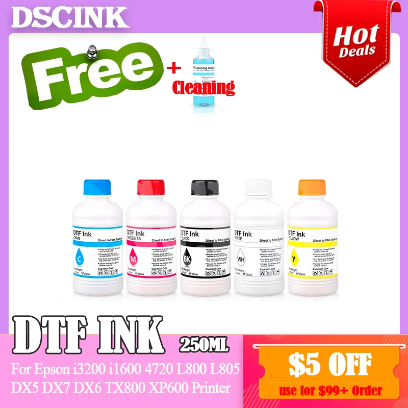 250ML DTF ink for direct transfer film for PET film DTF ink all desktop & large format DTF printer i3200 4720 L800 L805 DX5 DX7