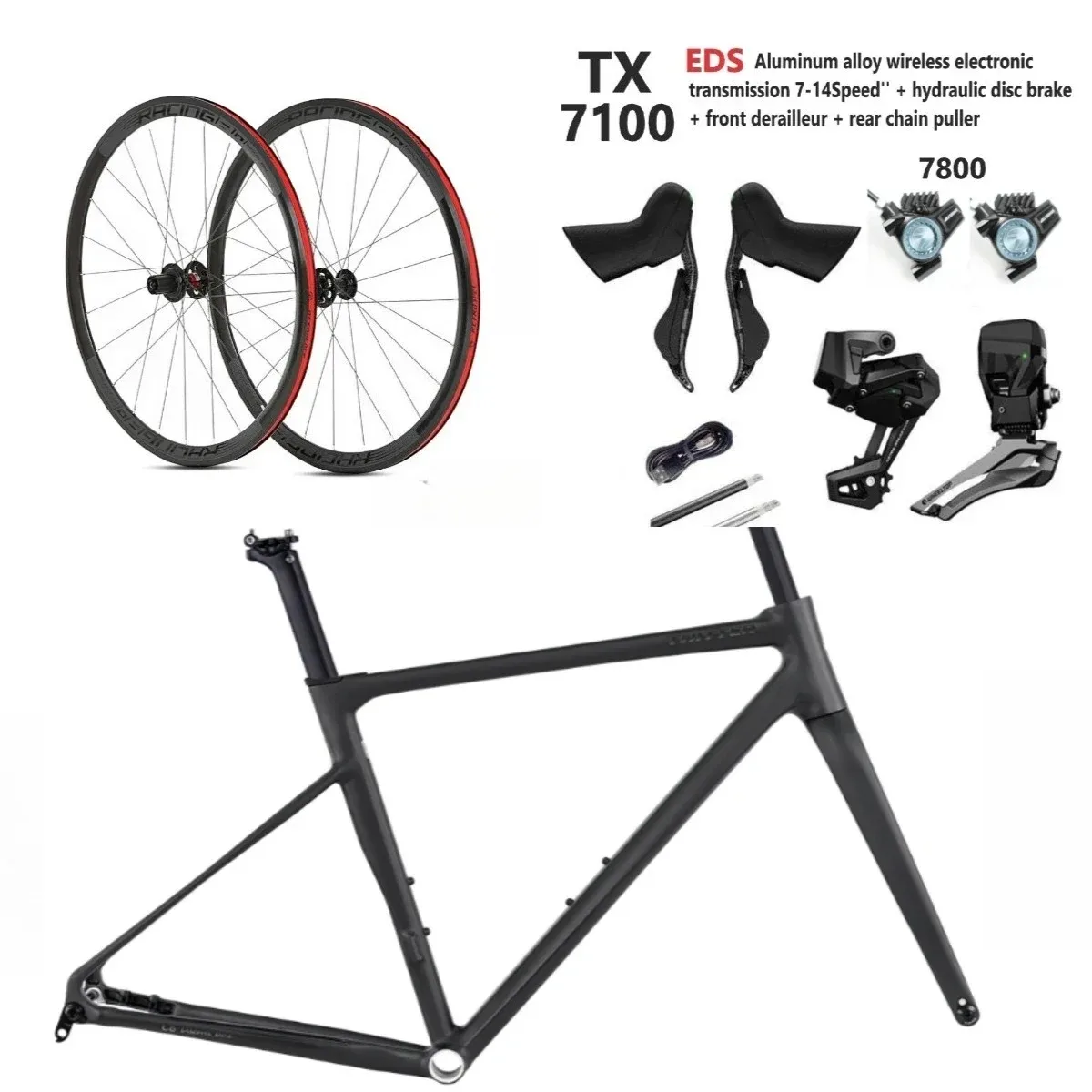 

TWITTER Wireless Electronic Shifting EDS TX7100-7-14S C6 Lightweight Aluminum Alloy Road Bike Frame 12*142mm700*30C Inner Branch