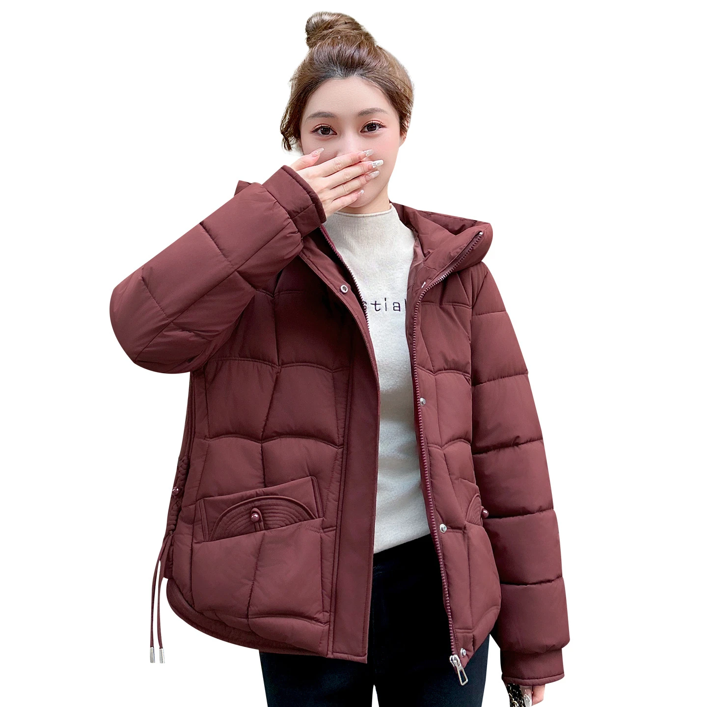 

Down Cotton Coat Women's 2025 Korean Cotton-Padded Parkas Winter Jacket Casual Hooded Puffer Coat Student Outwear
