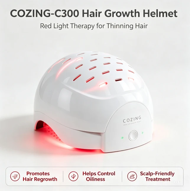 Alopecia Areata Thinning Hair Treatment 650nm 660nm 300 Diodes LLLT Laser Cap High Power Helmet Home Use