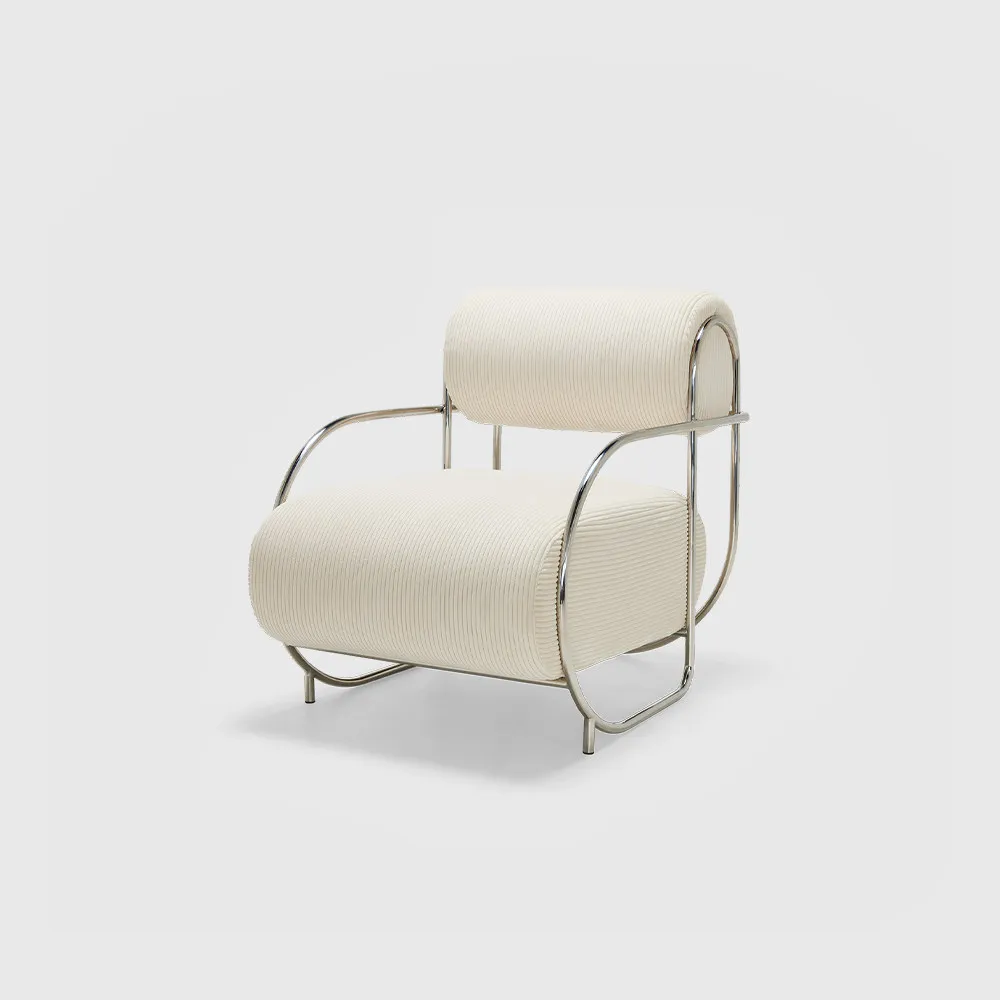 Luxury velvet stainless steel armchair, lounge chair