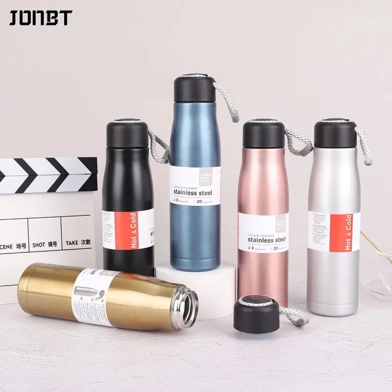 304 الفولاذ المقاوم للصدأ معزول كوب قارورة عازلة سعة كبيرة كوب مفرغ مع مقبض حبل أجهزة لياقة خارجية ركوب الدراجات زجاجة ماء رياضية #1