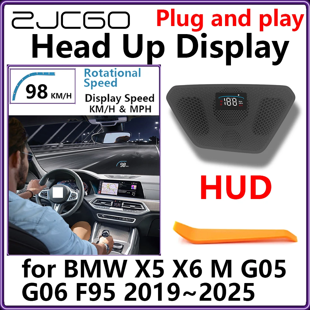 

ZJCGO Hidden HUD Head Up Display Car Projector Plug and Play Display Rotational Speed for BMW X5 X6 M G05 G06 F95 2019~2025