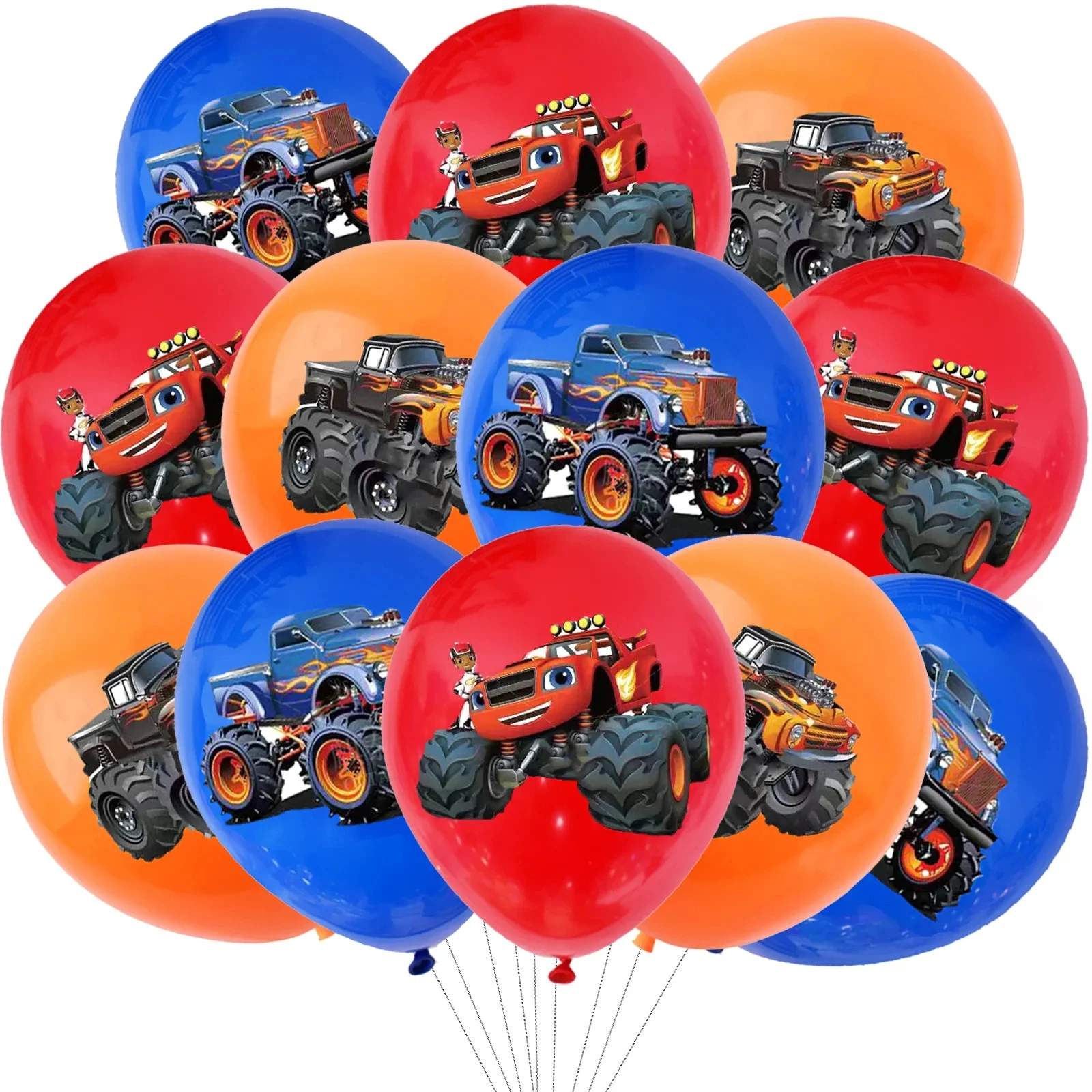 12Pcs Hot Wheels Balloon 12 inch Bigfoot Car Latex Balloon Baby Shower Birthday Decorations Boy Cartoon Off-road vehicle