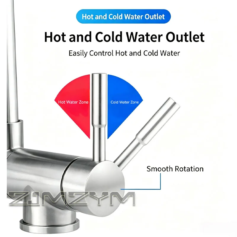 Foldable Stainless Steel Kitchen Faucet 360° Swivel Hot and Cold Mixer Tap for Bathroom Kitchen Sink Laundry Tub