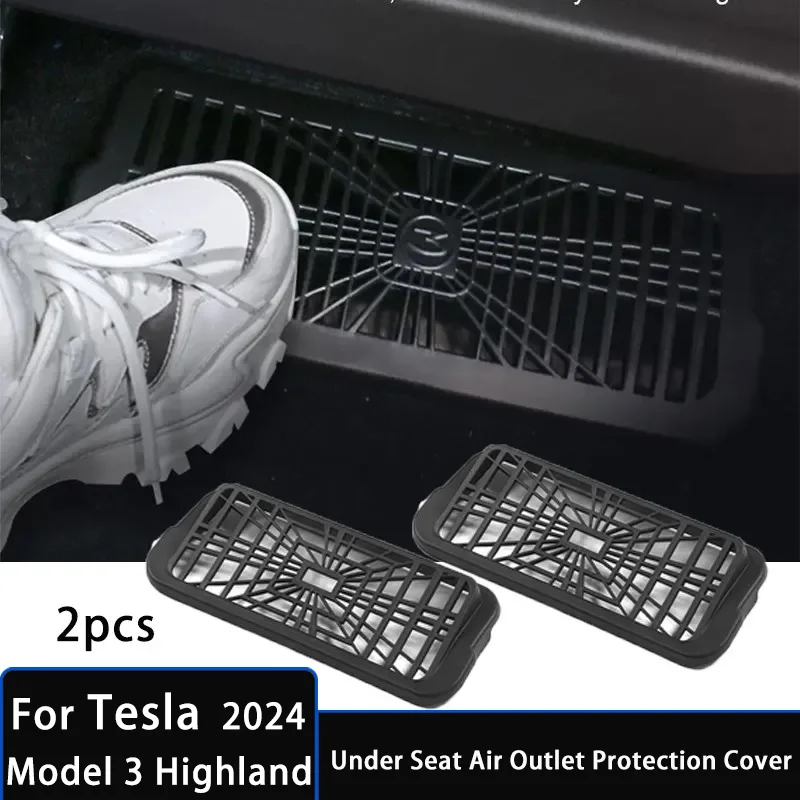 

For Tesla Model 3 Highland 2024 Under Seat Rear Air Vent Protect Cover Anti-blocking Backseat Outlet Grille Protector Accessorie