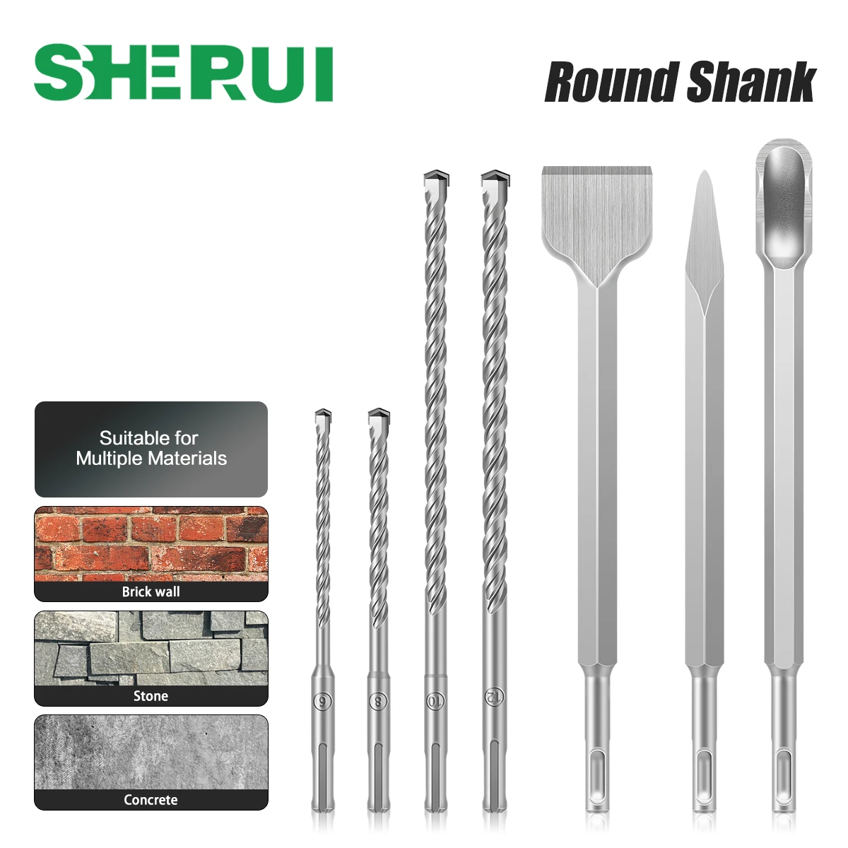 

Drill Bits Chisel Set Round Shank for Tile Concrete Stone Bricks Masonry Drill Bits Tungsten Carbide