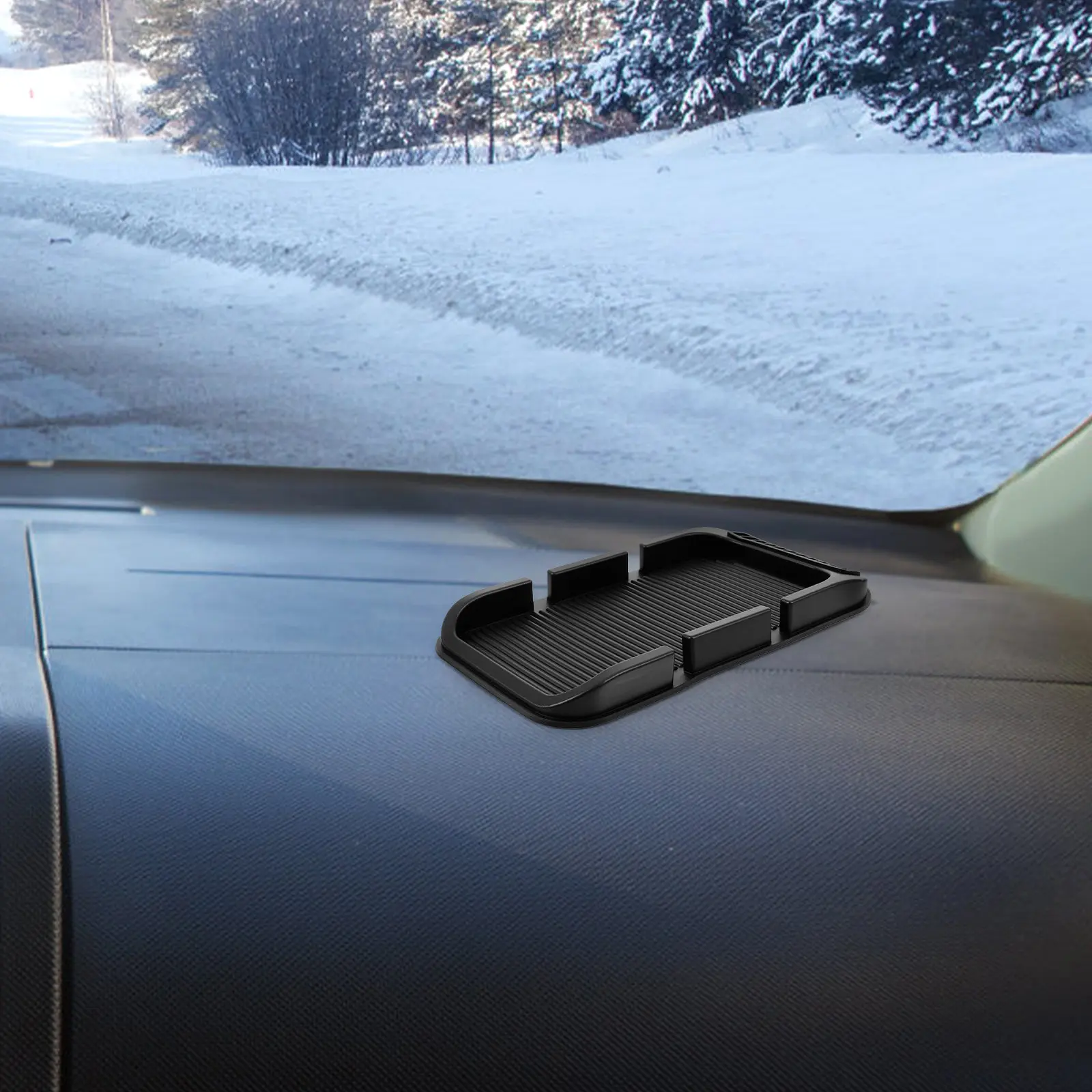 

Противоскользящий коврик для приборной панели автомобиля, держатель для телефона, органайзер для ключей и мелочей, ПВХ-поддон с пазами