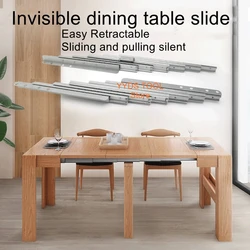 Mesa de comedor Invisible, guía telescópica, aleación de aluminio, plegable multifuncional, deslizante