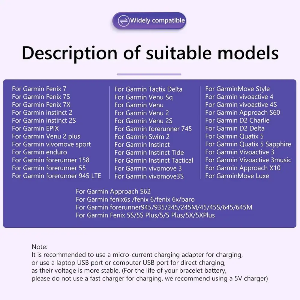 Garmin Fenix 7 6 5 Venu 2 Plus instinct 2 EPIX 2 Quick Charge Charging Accessories Data Cable Type C Wire Cord Charger