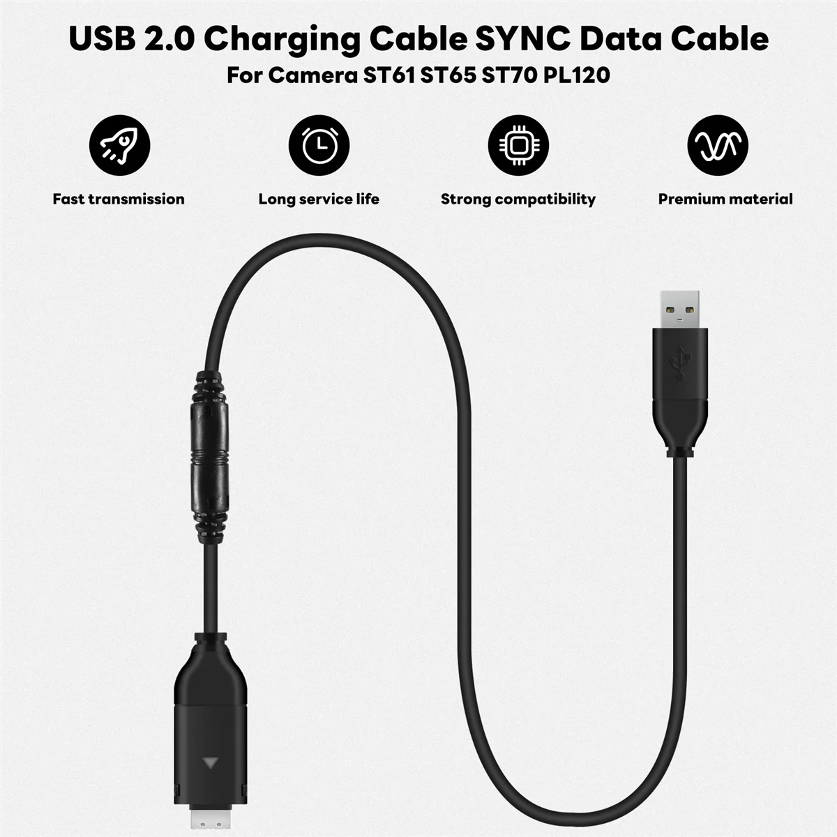 SWXF USB 2.0 충전 케이블 카메라 카메라용 동기화 데이터 케이블 ST61 ST65 ST70 PL120