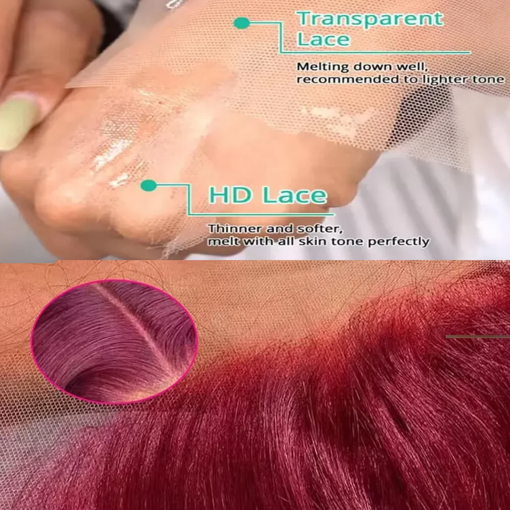 200 densidade 99j borgonha vermelho colorido 36 Polegada peruca de cabelo reto 13x4 hd 13x6 renda transparente frontal pré arrancado perucas femininas