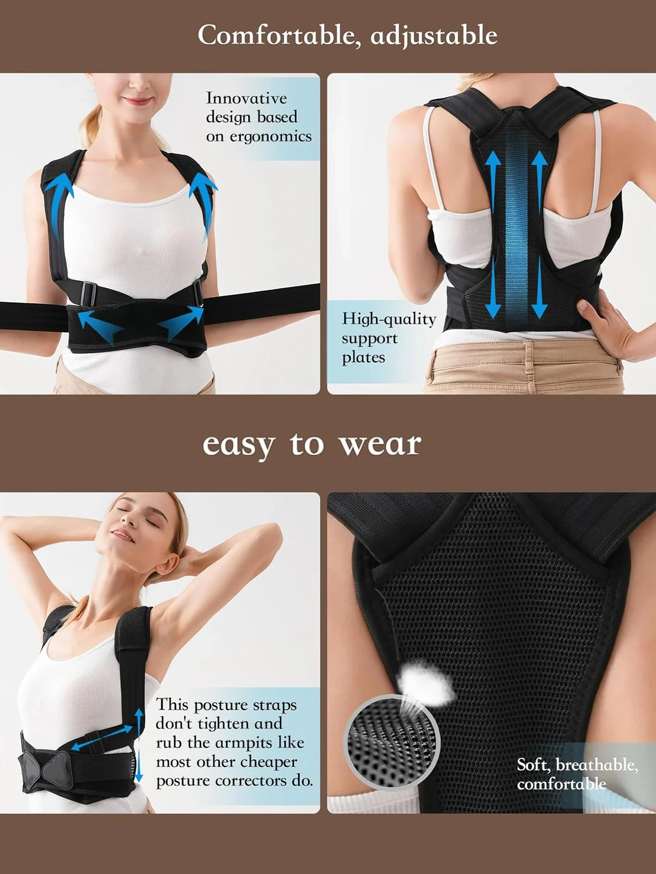 Posture Corrector for Men and Women,Adjustable Posture Brace for Back,Shoulders,Hunchback Scoliosis Correction