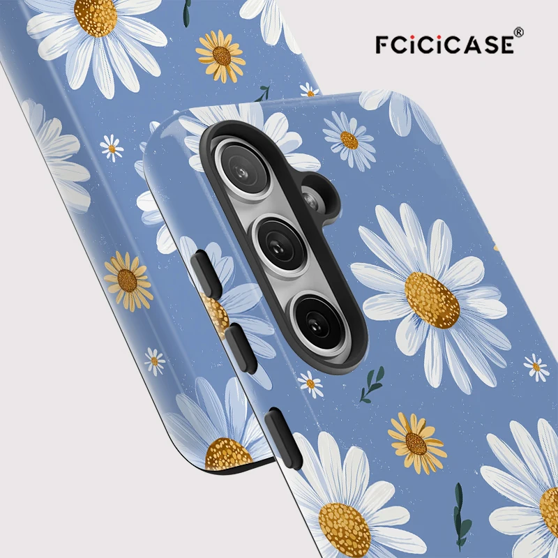 Fcicicase ديزي زهرة قضية الهاتف لسامسونج غالاكسي A26 A16 A36 A56 A 56 5G لينة للصدمات ماتي سيليكون الاكريليك غطاء الكمبيوتر
