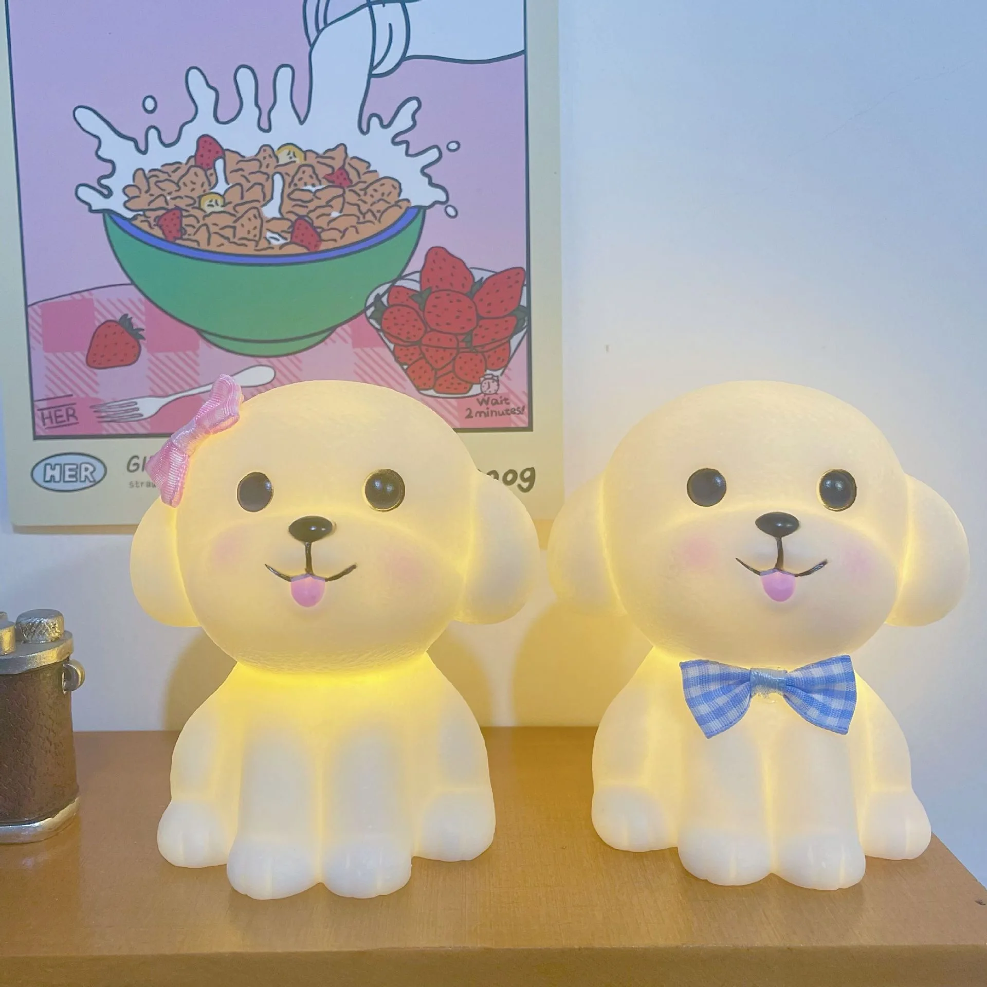 1pc cute dog night light, warm light, suitable for bedroom bed home decoration, novel luminous toys gifts