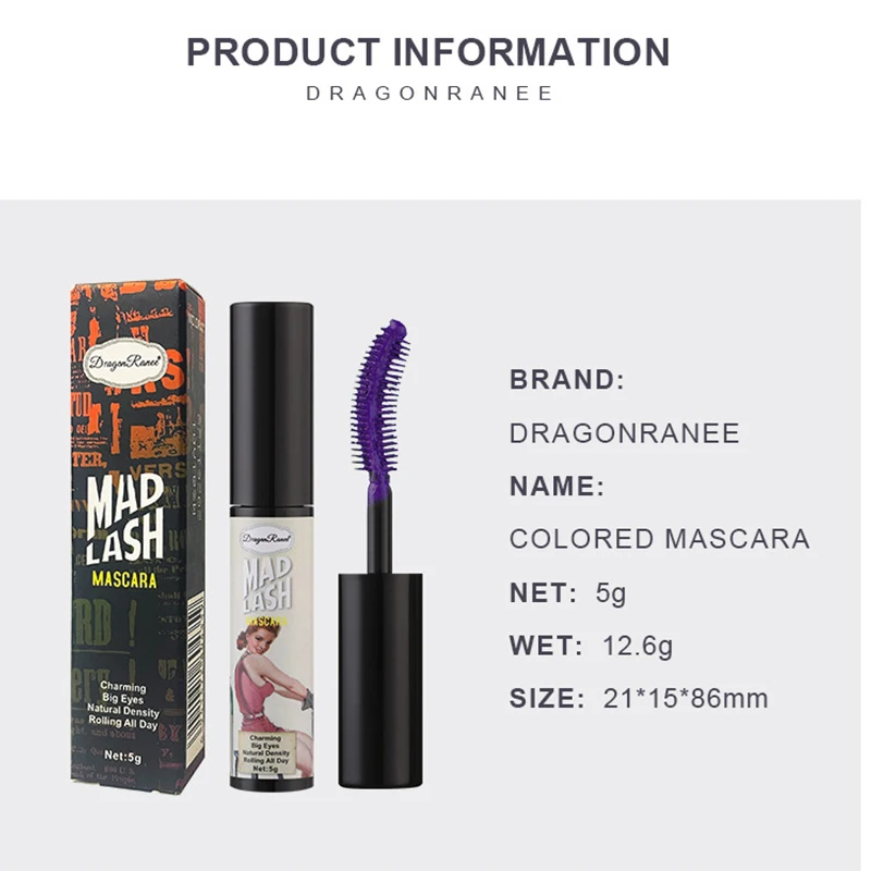 Mascara coloré à séchage rapide pour femme, cils naturels, crème d'extension de cils, durable, optique bouclée, imperméable, cosmétique pour les yeux