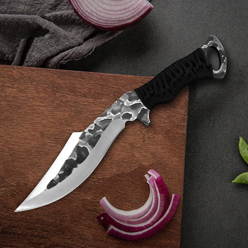 6 Inch Handmade Forged Butcher Knife Stainless Steel Boning Knife with Sheath Sharp Cleaver Meat Vegetable Slicing Cooking Knife