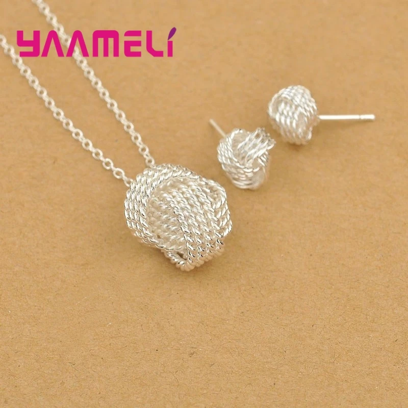 Creative 100% Authentic 925 Sterling Silver Earrings Pendientes Ear Brioncos Necklace Collar Jewelry Sets for Woman Girl Gifts