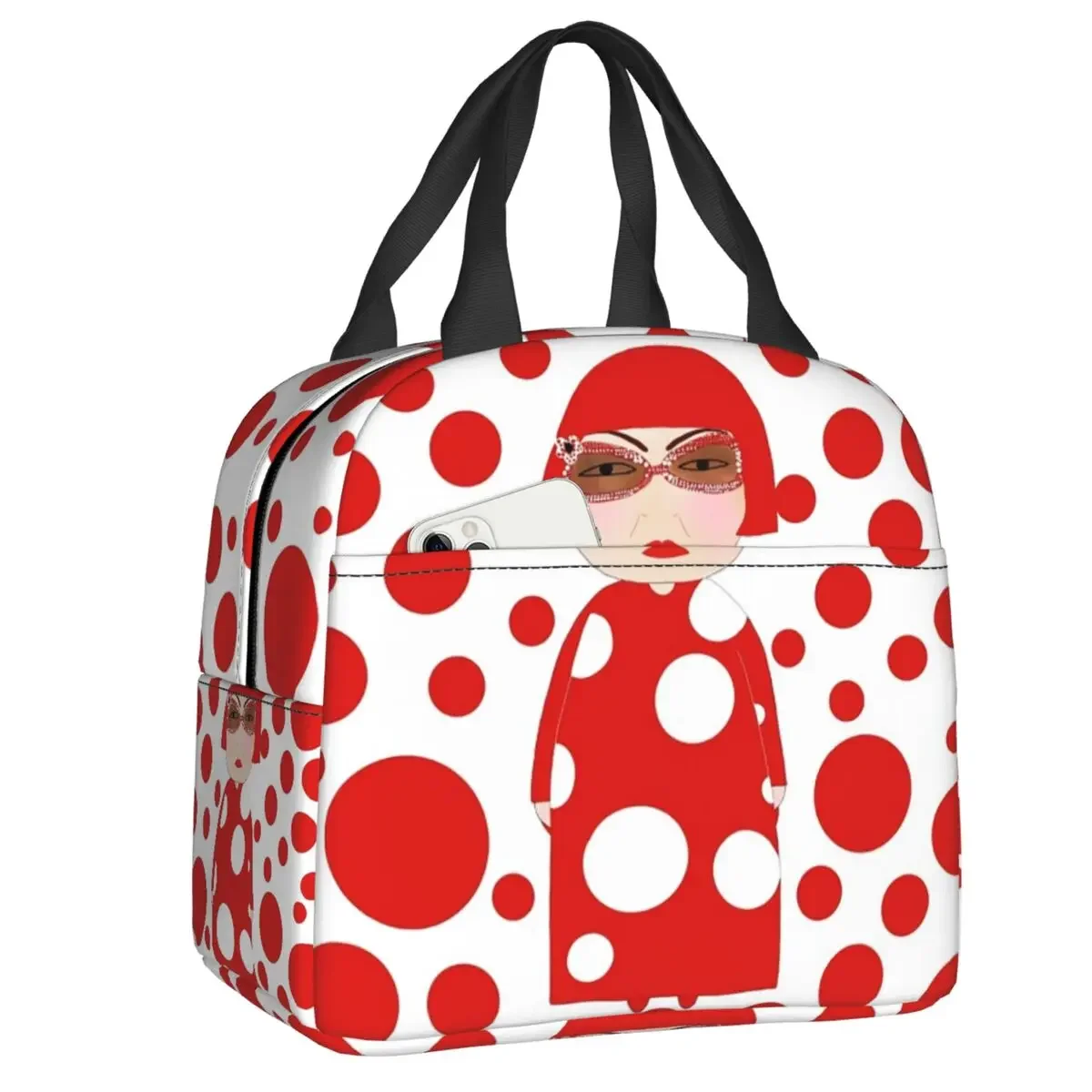 

Red Dots Yayoi Kusama Insulated Lunch Bags for Women Portable Cooler Thermal Bento Box School