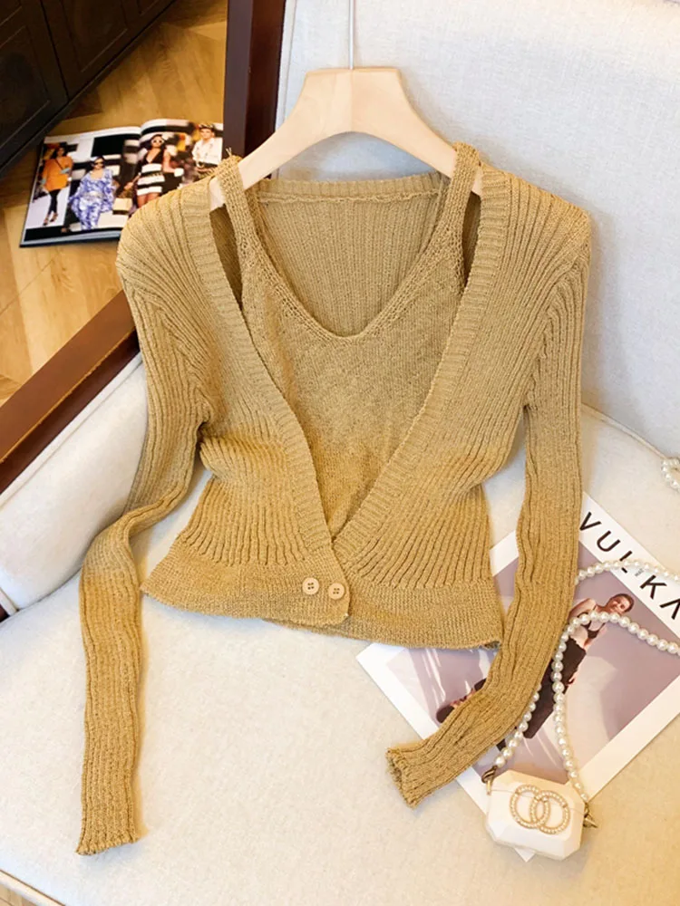 Sweet Gyaru Long Sleeve Slim Knitted Tops Autumn Winter Women Chic O-Neck Solid Sweater Korean Style Simple Cozy Pullover Trend