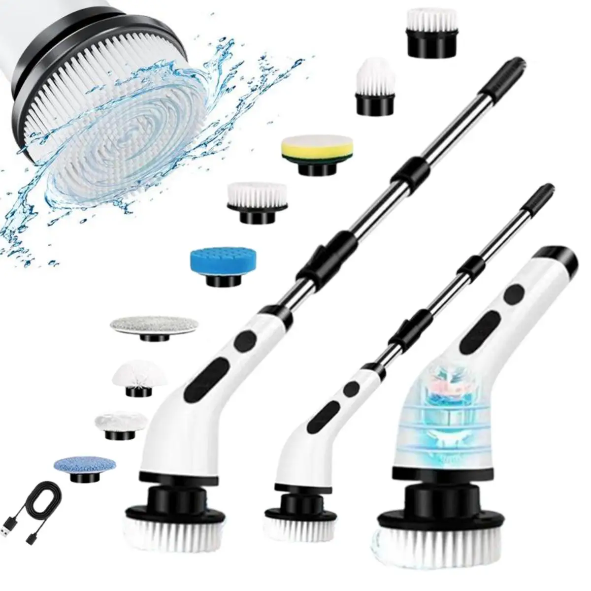 

Электрическая вращающаяся щетка с 3 скоростями, 9-в-1, беспроводная, с регулируемым удлинительным кронштейном для чистки ванной, плитки, пола, кухни, автомобиля