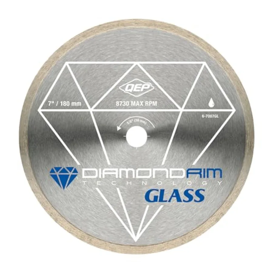 

6-7007GL 7-Inch Continuous Rim Glass Tile Diamond Blade 7mm Rim Height 5/8-Inch Arbor Wet Cutting 8730 Max RPM