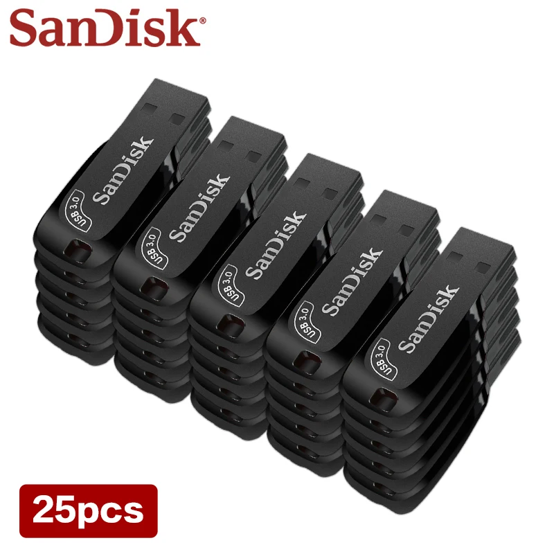 Imagem -02 - Sandisk-pen Drive Mini Pendrive para Computador Memory Stick Flash Drive Usb 3.0 64gb 128gb 32gb 100 Original Cz410 25 Pcs