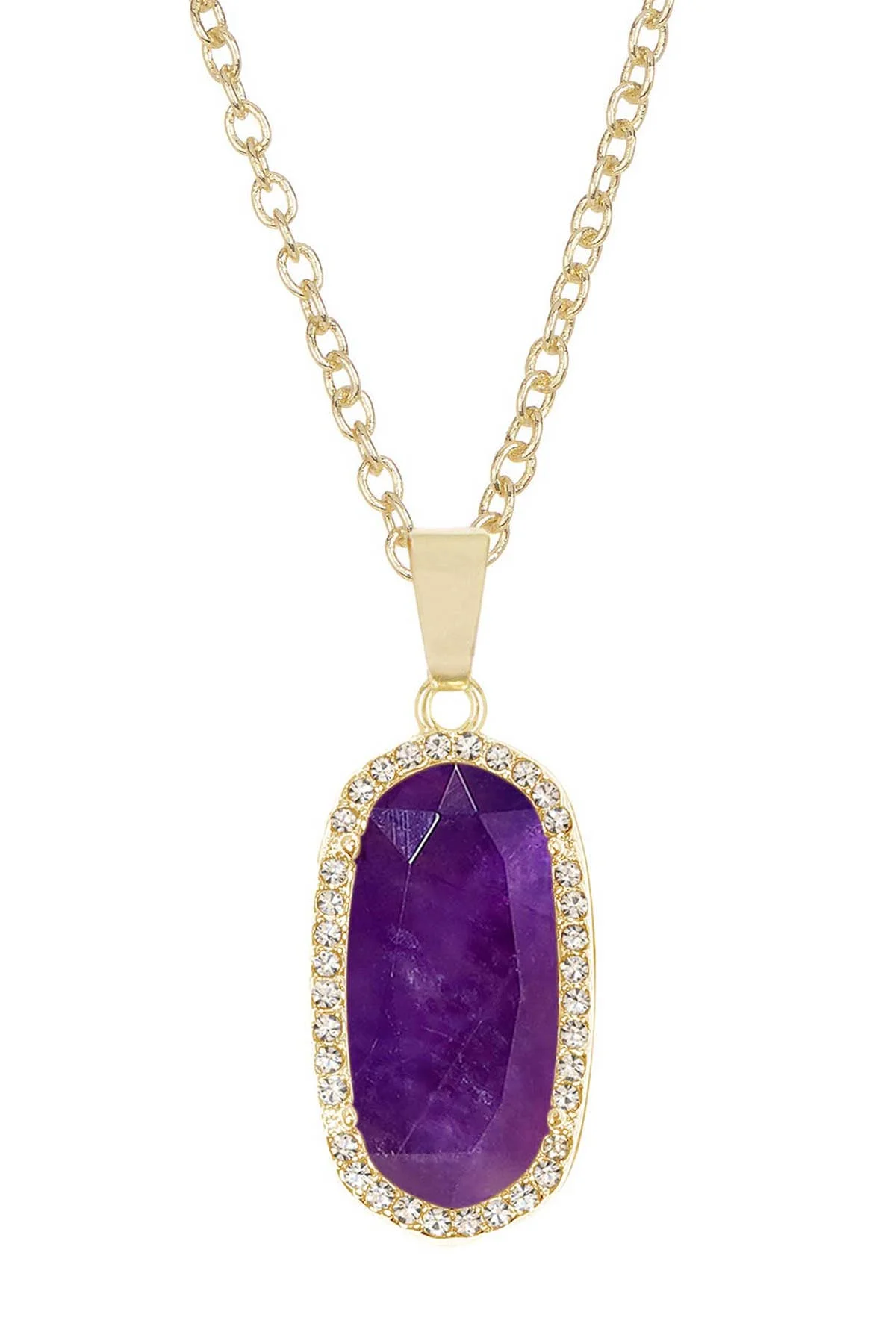 

Natural Amethyst Halo Pendant Necklace Jewelry
