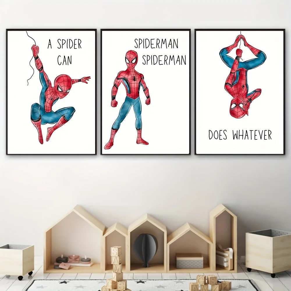 

3Pcs Miniso Disney Spiderman Poster and Prints Watercolor Canvas Paintings Living Room Decor Wall Art Home Decor Unframed
