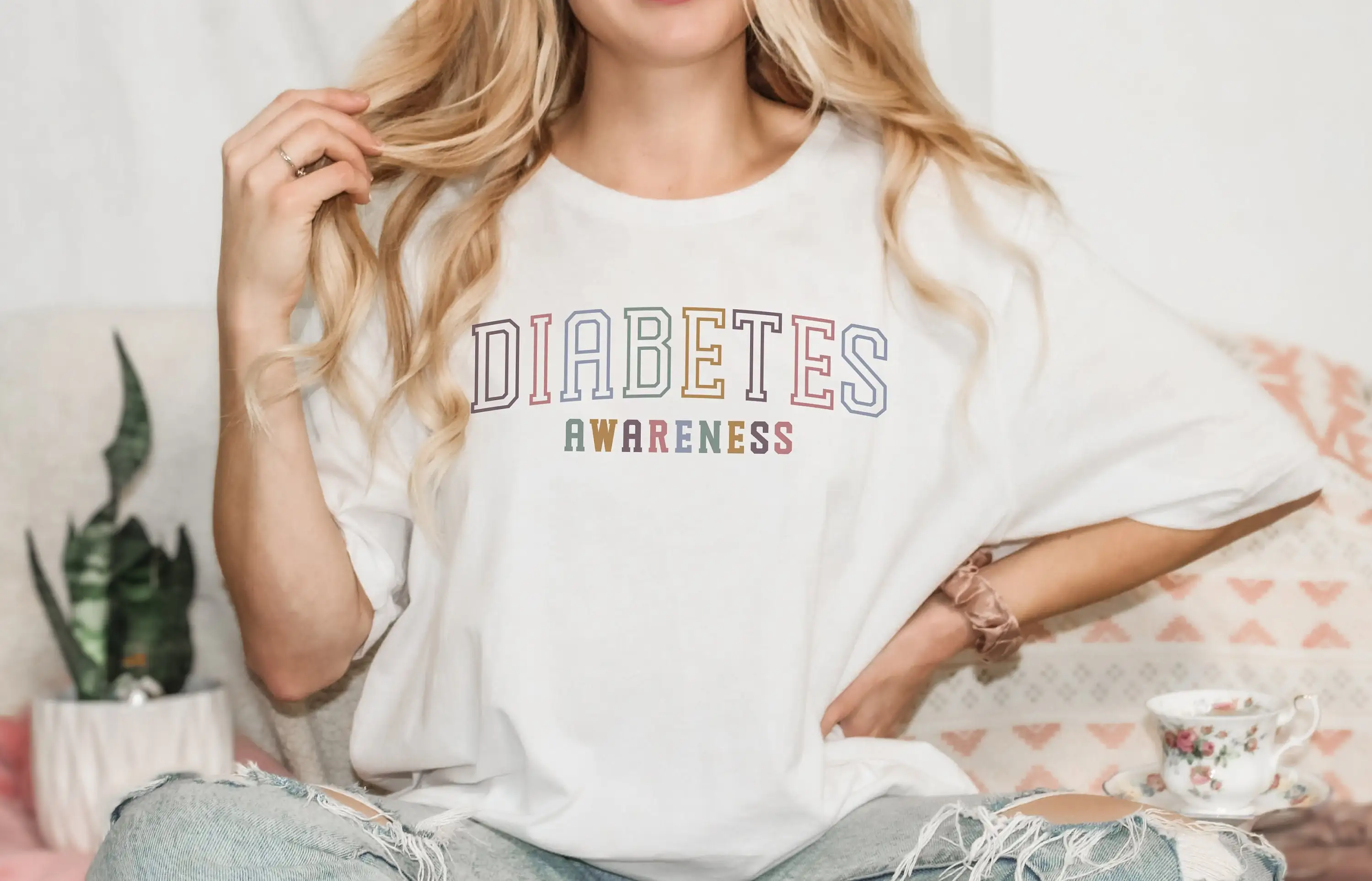 Diabetes Awareness T Shirt Support Crewneck