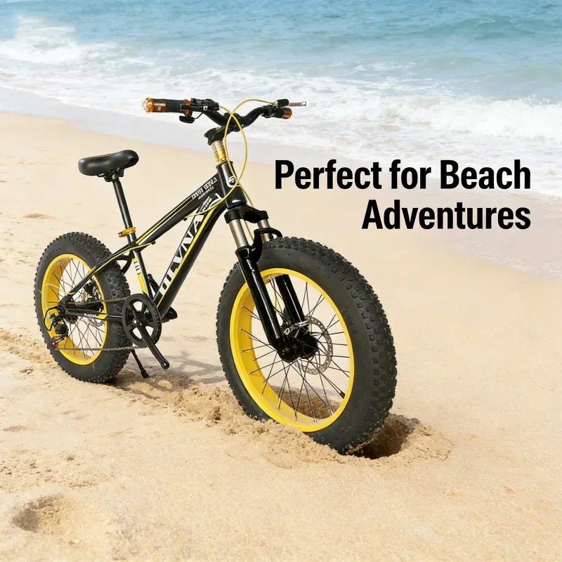 20 Inch Black And Yellow Fat Tire Snow Bike 26 Inch Mountain Bike with Variable Speed And Disc Brake for Students