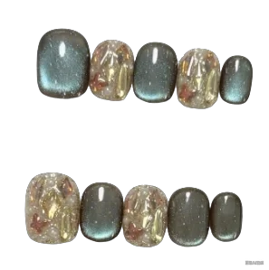 10 قطعة/1 صندوق أظافر قصيرة مصنوعة يدويًا بالضغط على أطراف أظافر باللون الأخضر الداكن مع ألماس عين القطة مناسبة كهدايا للفتيات أو الأصدقاء