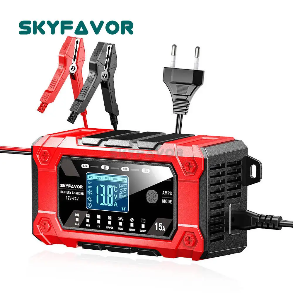 Manufacturer Automatic 12V 24V Car Battery Charger 12V 24V 15A Puls Repair Lead-acid Battery Charger Truck Motorcycle Charger