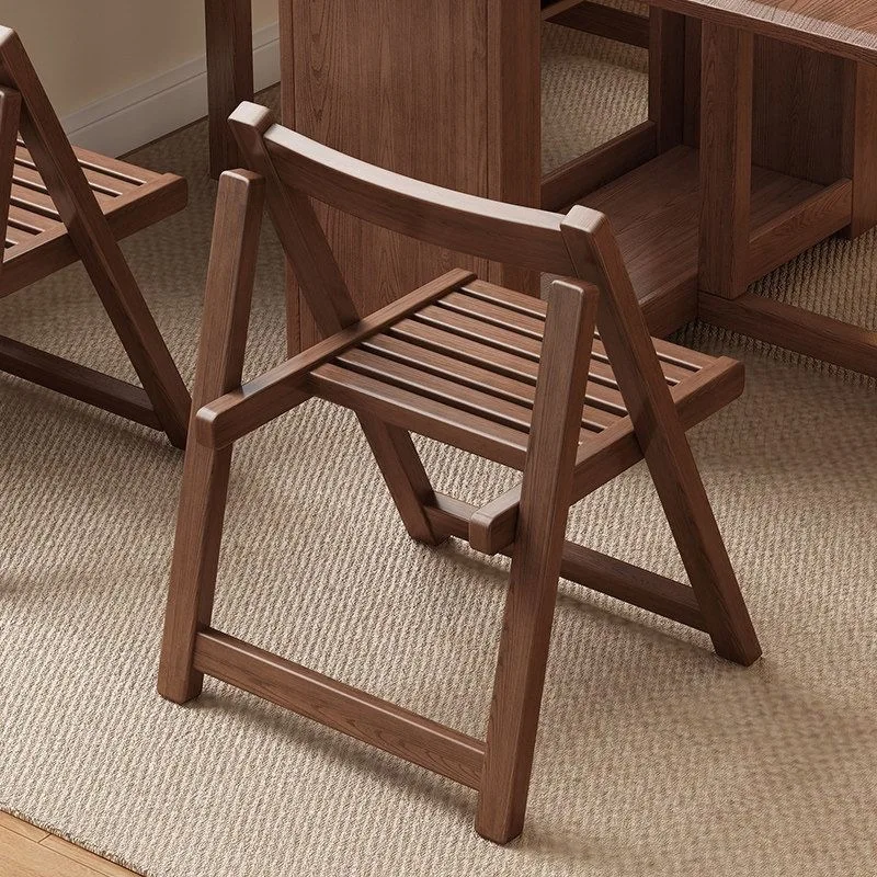 Solid wood folding chair, home backrest dining chair, simple and casual bedroom