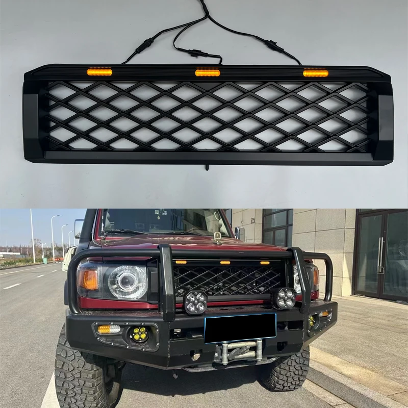 

LED Front Grille For Toyota Land Cruiser Fj 75 LC76 2008-2022 Auto Mask Bumper Mesh Racing Grills Exterior Accessories