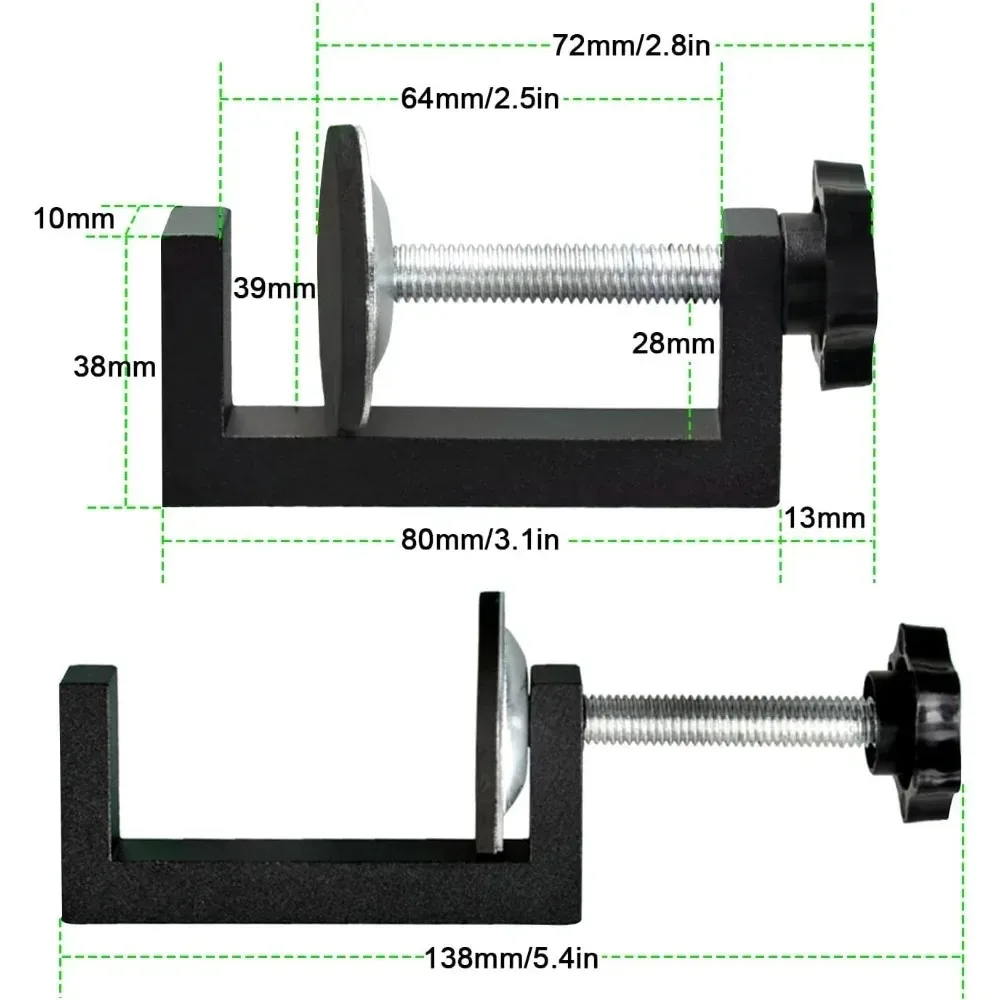 1/4 Pieces of G Fixture Kit, Clamping Range 10-57mm Woodworking Fixture, Adjustable Workbench Fixture Tool Accessories